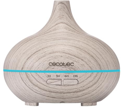 Cecotec Umidificatore Ambiente Ultrasuoni con Diffusore Aromi Pure Aroma 300 Yang White. Serbatoio 300ml, 7 Colori LED Regolabili, Timer 10h, Ultra-Silenzioso, Aromaterapia, Facile da Pulire