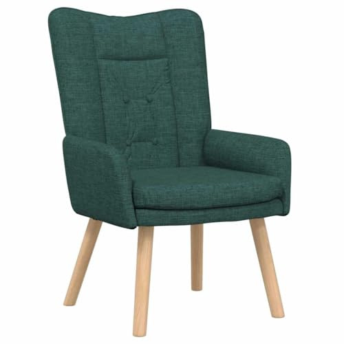 vidaXL Poltrona ergonomica Verde Scura con braccioli Imbottiti e Struttura in Legno Durevole per Uso Interno, Sedia Rivestita Moderna per Leggere, Seduta Comoda in Soggiorno, bracciolo Elegante di qu