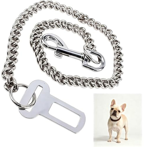 XMHBG Dog Seat Belt for Car - Stainless Steel Pet Safety Restraint, Vehicle Travel Harness & Crash-Proof Tether Small Breed dogCarLeash Strap (Fits Most Cars & SUVs)- 24inch