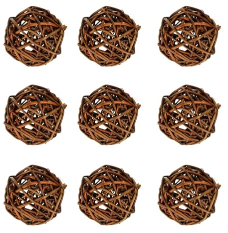 Voarge Lot de 9 balles en osier pour petits animaux, hamster, jouets à mâcher pour petits animaux, hamsters, lapins, cochons d'Inde, chinchilla, gerbilles, 6 cm