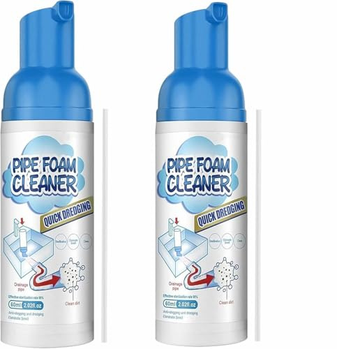 Detergente per Tubi in Schiuma, Detergente per Scarico in Schiuma, Drenaggio per Scarichi, Drenaggio per Scarico, per Scarichi per Cucina, Lavabo, WC, Vasche, 60ml, 2 Pcs