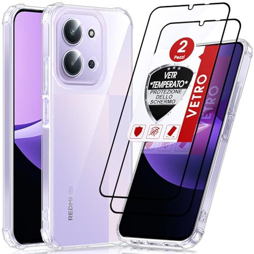 LeYi Funda para Xiaomi Redmi 15C/15 C 5G / 4G [2 Piezas Cristal Templado+Lleno Cámara Proteccion] Case Silicona Soft Skin TPU Movil Carcasa Anti - Amarillo Antigolpes Cover, Transparente