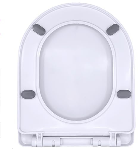 Sedile WC con chiusura ammortizzata con paraurti antiscivolo a sgancio rapido, fissaggio superiore, bianco a forma di U, facile installazione e comodo