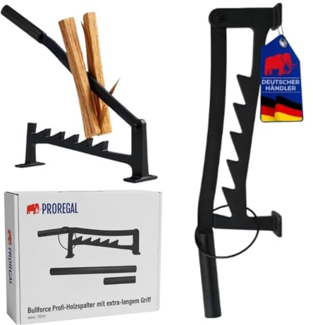 PROREGAL Fendeuse de bûches Bullforce Manuelle Murale | HxLxP 15x57x8 cm | 2 poignées incluses | Noir | Fendeuse de Bois de Chauffage