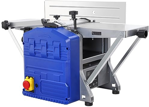 Garvee Cepilladora y Regruesadora De Mesa 2 En 1, Cepillo Eléctrico Para Madera 1250W 8000 RPM, Ancho De Corte Máximo 204mm, Altura De Regrueso 120mm, Profundidad 0-2mm, Mesa 740x210mm, Acero Plateado