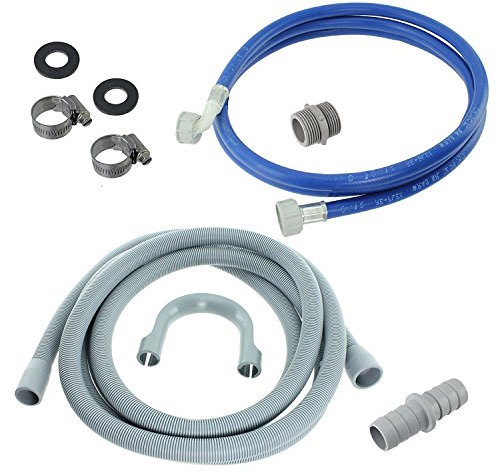 Qualtex 2.5M Universal Dishwasher Fill Water & Waste Drain Hose Extension Kit