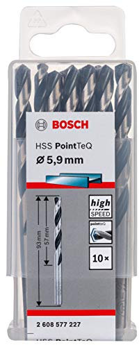 Bosch Professional 10-Piece PointTeQ HSS Twist Drill Bit (for Metal, 5.9 x 57 x 93 mm, Drill Driver Accessories)