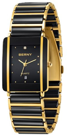 BERNY Herren Quarzuhren Rechteckige Uhren Keramikbänder Uhr Männliche Mode Armbanduhr wasserdichte Uhren Valentines Lover Geschenk für Männer…