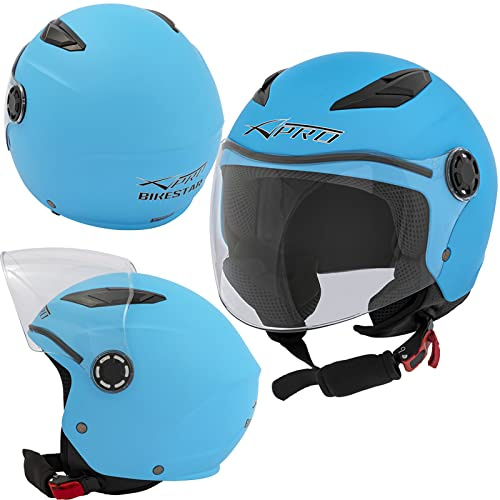 Casco Moto Scooter Niño Chicos Infantil Seguro Homologado ECE 22 06 Azul S