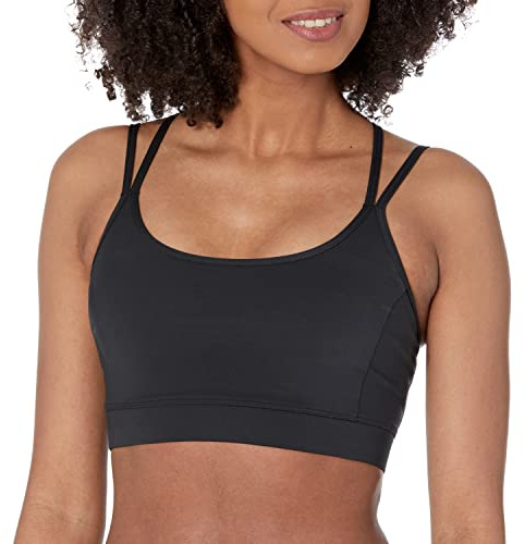 Amazon Essentials Reggiseno Sportivo da Donna Active Sculpt con Supporto Leggero e Spalline Posteriori, Nero, XS