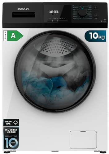 Cecotec Lave-Linge 10Kg Chargement Frontal Bolero Dresscode 10410 Inverter A. 1950W, 1400 tr/min Réglable, 16 Programmes, Faible Consommation d'Énergie, Vapeur, Stérilisation du Linge