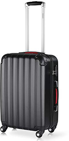 MONZANA® Baseline Hard Shell Suitcase Large | Hand Luggage | ABS Hard Case Housing | 4X Rubberised 360 Spinner Wheels | Telescopic Handle | Secure Combination Lock Hardcase Hardshell Trolley Black