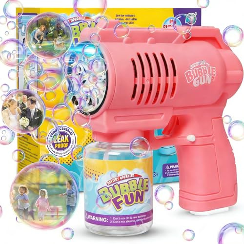 Panamalar Máquina Automática de Burbujas, Pistola para Niños 10000+ Burbujas por Min, Juguete Soplador Portátil con Luces/Solución 130ml para Jardín Exterior Fiesta Boda Regalo