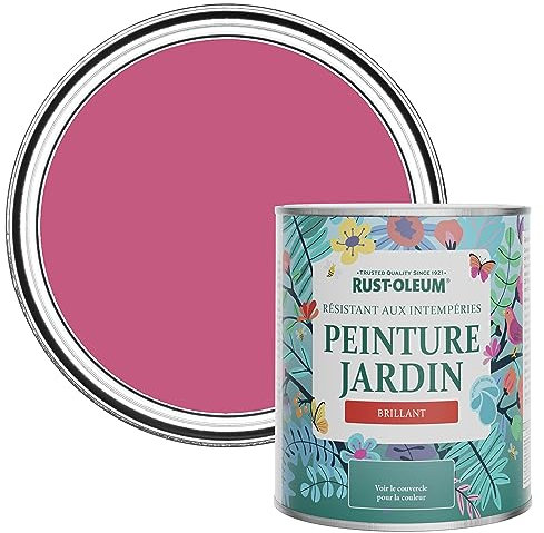 Rust-Oleum Peinture Rose Résistante à l'humidité pour Jardins, Finition Brillante - Framboise 750ml