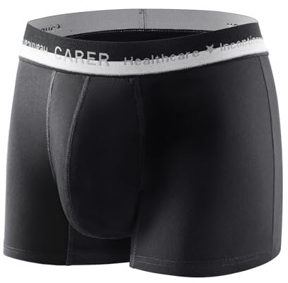 Carer Inkontinenz Pants Männer, weiche bequeme waschbare Herren-Boxershorts für Inkontinenz mit 80 ml vorderer Absorptionsfläche, um ein Auslaufen der Blase zu verhindern Schwarz Größe M