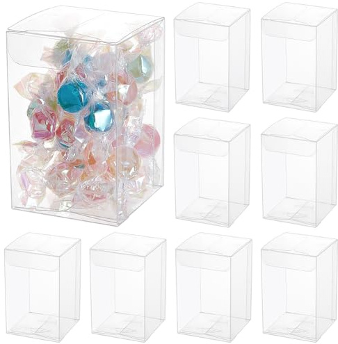 BENECREAT 20 Scatole Regalo Trasparenti con pellicola, 5 x 5 x 8 cm, Scatole rettangolari in PVC per Matrimoni, Feste, Trattare Caramelle, Cupcakes