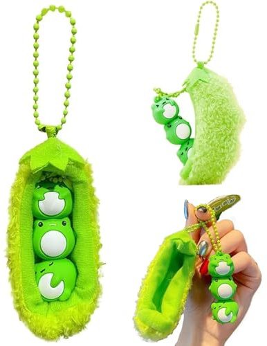 Yienning Cute Keychain, Detachable Pea Frog Plush Keychain Accessories Keychains for Backpacks, Bags, Purse, Phone, 1pc, One Size