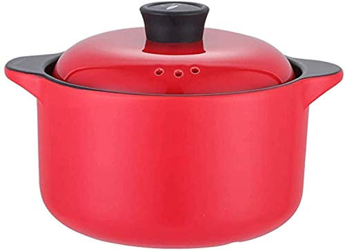 Clay Cooking Pot, Ceramic Casserole Pot, Household Soup Stew Pot Braising Pan,Round Gas Casserole Dish With Lid (Red 4L)