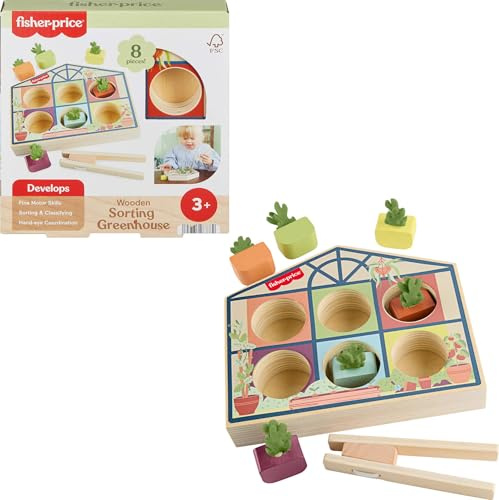 Fisher-Price Wood Tiny Garden Sorting Greenhouse Toy