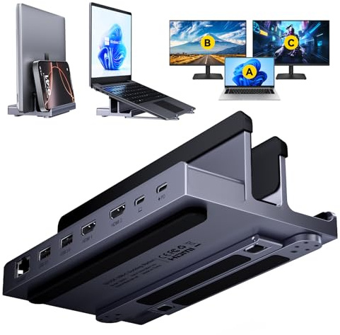 QUUGE USB C Docking Station Dual Monitore (4K@120Hz + 4K@60Hz), 6 in 1 Laptop Docking Station USB C mit 2 HDMI 4K, 2 USB 3.0 5Gbps, 100W PD, RJ45 Ethernet für Windows Surface Pro Dell HP Lenovo ASUS