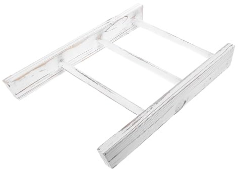 CONGARTENO Scala Arredo Bagno in Legno Bianco Multifunzionale, Scala Porta Asciugamani Rustica per Decorazioni per Bagno di Campagna e Cucina
