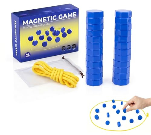 MYZWEL Scacchi Magnetici Gioco con 20 Pezzi Pietre Magnetiche, Scacchiera Magnetica Portatile con Scatola Blu, Gioco da Tavolo Educativo per Bambini e Adulti, Ideale per Viaggi e Serate in Famiglia