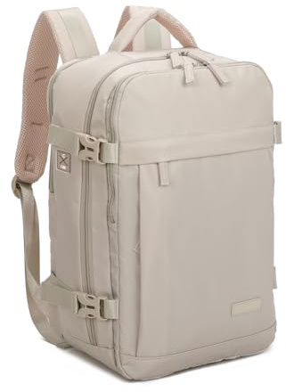 RAYKONG Mochila Cabina Ryanair 40x30x20cm (24L) | Mochila Viaje Avion Impermeable Compatible con Portátil 14 Pulgadas | Equipaje mano Alta Resistencia|Mochila Multiuso| Khaki