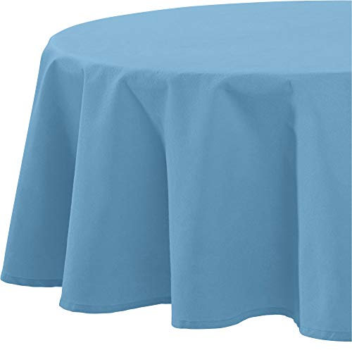 REDBEST Tischdecke, Tischwäsche Uni Seattle, 100% Baumwolle hellblau Größe rund: 160 cm Ø - Robustes, glattes Gewebe, mit hochwertigem Kuvertsaum