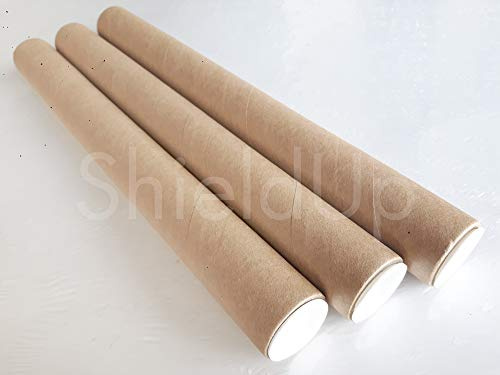 ShieldUp Lot de 3 Tubes postaux en carton robustes | diamètre de 25 mm et longueur de 300 mm