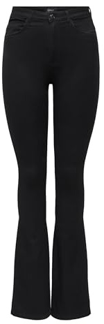 Only Onlroyal High Sweet Flared 600 Jeans, Nero, 25W / 30L Donna