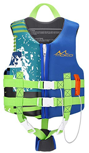 MoKo Swimming Vest for Kids 46-77 lbs, Clearance Children Swim Vests Water Activity Equipment Cute Pattern Watersports Swimming Device for Toddlers Boys Girls, L Size - Indigo