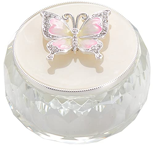 LASODY Butterfly Jewelry Storage Box for Rings Earrings Necklace Treasure Chest Organizer Jewelry Keepsake Gift Box Case for Girl Women (Butterfly w/Big Crystal box, Silver Plate)