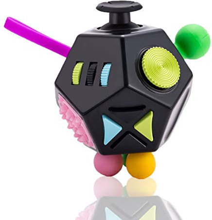 PAPOLGO Fidget Toys, Autism Toys,12 Sided Cube Toy Stress Relief,Anti Anxiety,ADHD,Focus,Boredom for All Ages (Black / B2)