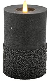 Klocke Dekorationsbedarf Edle LED Kerze mit rustikaler Oberfläche - Timer - Echtwachs - Realistisch Flackernd (Schwarz, Höhe: 11cm - Ø 8cm)