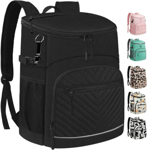Capolo Cooler Backpack for Women,Leakproof Cooler Bag Ice Chest,M,Black