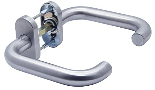 APECS Pomelli per porta a rosetta ovale in acciaio inossidabile per porta principale e porte interne, maniglia a pressione modello U-H-0903