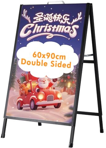 YUCHENGTECH Cavalletto Pubblicitario per Esterno con Maniglia 60X90cm Porta Poster Bifacciale Supporto per Poster da Terra In Metallo Totem Pubblicitario per Bar Ristoranti Mostre Esterni
