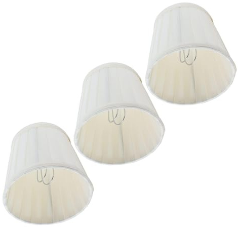 Kronleuchterschirme, 3-pack Clip-on Lampskärmar i Cremevit Tyg, Mini Tunnformade Skärmar för Ljuskrona