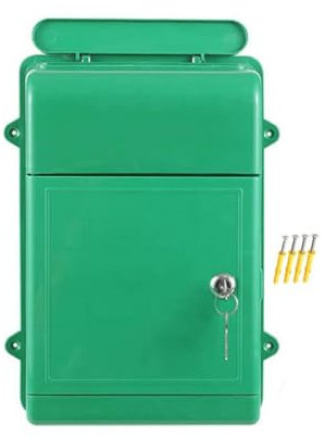 JISADER Buzón de de montaje en pared, buzón de con bloqueo de gran capacidad, hueco trasero, para exteriores, escuela, comunidad, calle, Verde