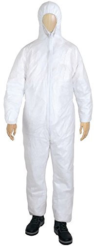 B teurobrecher Combinaison de protection jetable en polypropylène - Blanc - Combinaison de peinture et de peinture - Combinaison jetable avec capuche - Combinaison de travail pour homme/femme