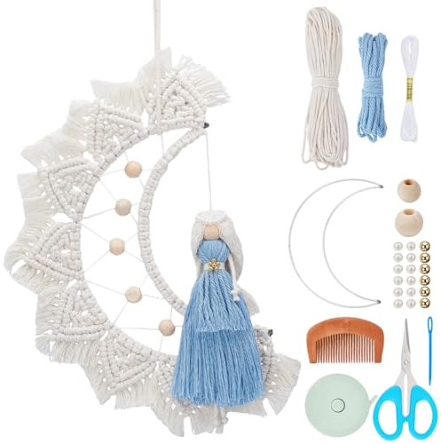 WEBEEDY DIY Makramee Mondpuppen Set Handgefertigte Makramee Mondpuppen Dekoration Mit Schritt Für Schritt Videoanleitung Für Anfänger Und Erwachsene Mondpuppen Wandanhänger Für Zuhause Oder Zimmer