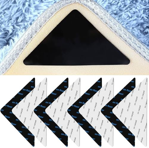 8 Pcs Rug Grippers for Laminate Floor,Carpet Tape,Anti Slip Rug Underlay,Carpet Grippers Reusable for Floor for Wooden And Hard Floors,White