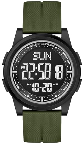 WIFORT Montre Digitale Étanche Hommes Femmes avec Chronomètre Compte à Rebours Alarme Format 12/24 Heures, Montre Sport Ultra-Léger avec Affichage Grand Angle