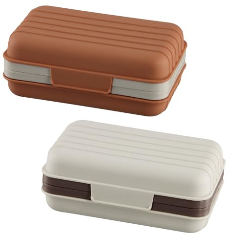 2 Pièce Boîte à Savon avec Couvercle, Porte-Savon Portable pour Voyage, Support Étanche et Scellé pour Salle de Sport, Randonnée, Camping, Maison, Salle de Bain