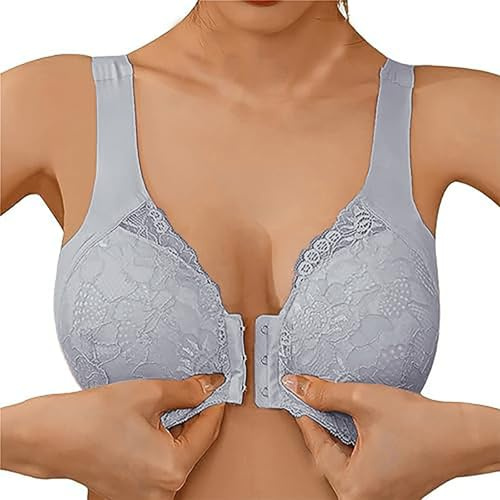 Cocila Sujetador Deportivo Mujer, Sujetadores Broche Delantero, Sujetador Sin Aros Tallas Grandes, Sujetadores Que Se Abrochan por Delante, Grey 4XL