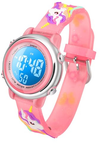 Bigmeda Orologio Sportivo Impermeabile Multifunzionale, Data E Ora Del Braccialetto Del Fumetto 3D, Orologio Retroilluminato A 7 Colori. (Unicorn)