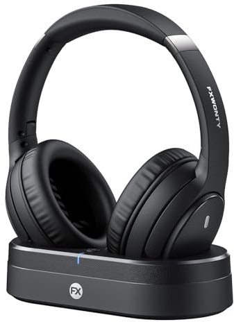 FXWONTY Wireless Headphones for TV, TV Headphones Wireless for Seniors with Charging Dock, 65H Playtime, No Audio Delay, HiFi Stereo Sound, Ideal Gift for Elderly & Parents