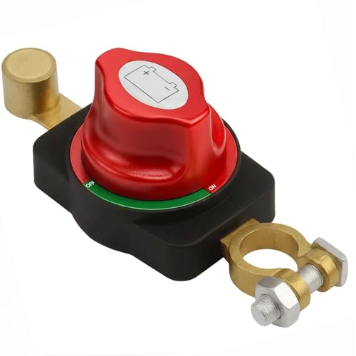 Desconectador de Bateria Coche 12-48V ON-OFF Cortacorrientes Bateria Coche, Corte Corriente Bateria 12V para Vehículo Barco Camper Caravana, Interruptor de Apagado de Latón