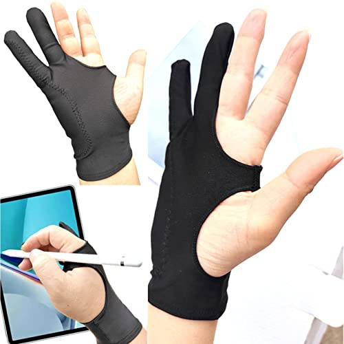 Yeeda Gant de dessin, gants d'artiste pour tablette à dessin, gant de plateau à dessin, deux doigts, élasticité lisse, pour stylo, crayon, croquis, peinture, main droite ou gauche