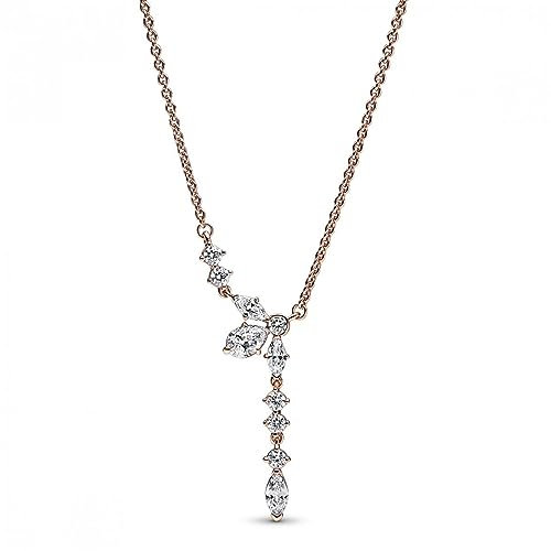 Pandora Timeless Sparkling Herbarium cluster 14k rose gold-plated collier with clear cubic zirconia